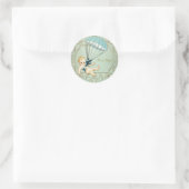 Klassieke babyborrel voor jongen ronde sticker (Tas)