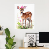 Klassieke babymeisje hert 1 poster (Thuiskantoor)