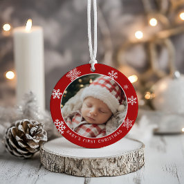 Klassieke Baby's Eerste Kerst Foto Ornament