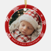 Klassieke Baby's Eerste Kerst Foto Ornament (Voorkant)