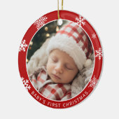 Klassieke Baby's Eerste Kerst Foto Ornament (Links)