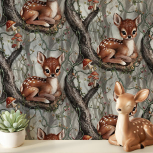 Klassieke babyschut met paddestoelen kinderkamer behang
