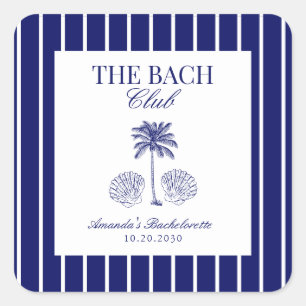 Klassieke Bach Club Navy Strand Bruidsmeisjes Favo Vierkante Sticker