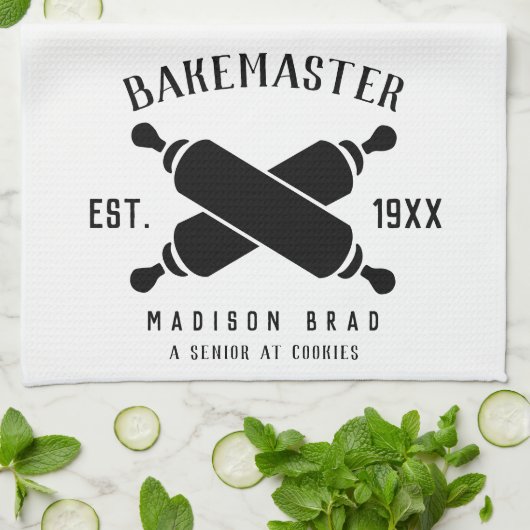 Klassieke Bake Master moederdag aangepaste zwarte  Theedoek (Gevouwen)