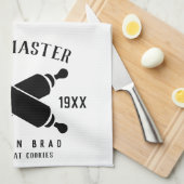 Klassieke Bake Master moederdag aangepaste zwarte  Theedoek (Quarter Fold)