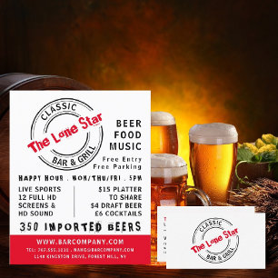 Klassieke balk & grill Logo, Pub/Brewery Advertere Flyer