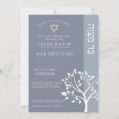 Klassieke Bar Mitzvah Dusty Blue Tree of Life Kaart (Voorkant)