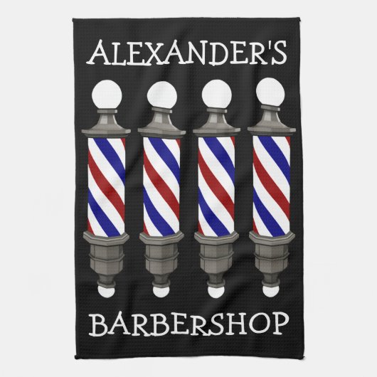 Klassieke barber poes Bar Towel personaliseren Theedoek (Verticaal)