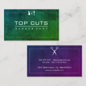 Klassieke Barber Shop Sleek Groen Paars Visitekaartje (Voorkant / Achterkant)