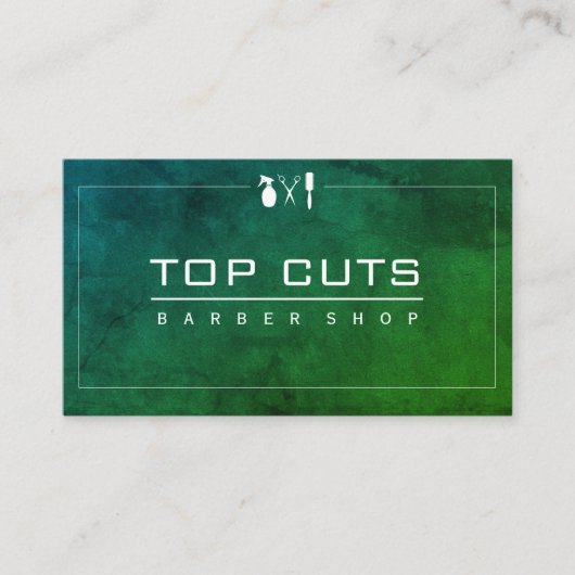 Klassieke Barber Shop Sleek Groen Paars Visitekaartje (Voorkant)