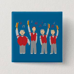 Klassieke Barbershop Kwartet Vierkante Button 5,1 Cm
