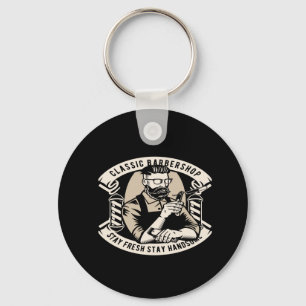 klassieke barbershop verblijf vers verblijf knap sleutelhanger
