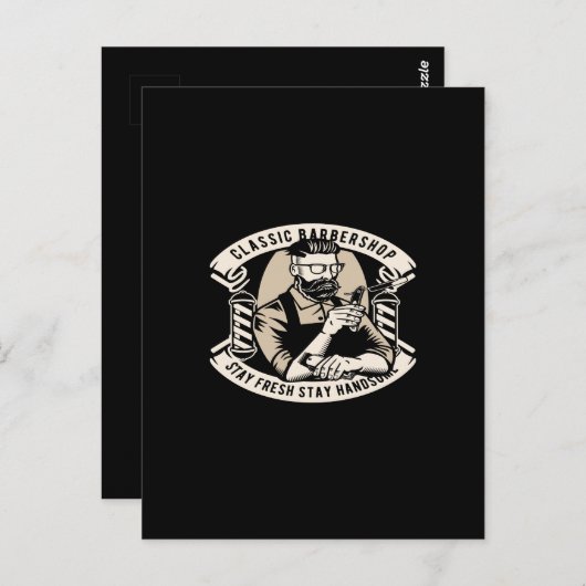 klassieke barbershop verblijf vers verblijf mooi briefkaart (Voorkant / Achterkant)