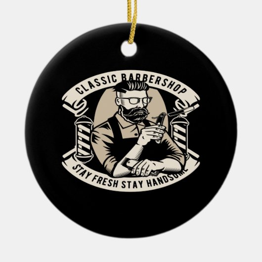 klassieke barbershop verblijf vers verblijf mooi keramisch ornament (Voorkant)