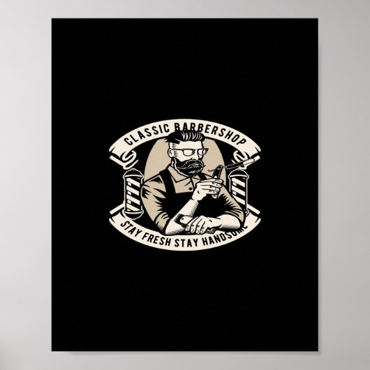 klassieke barbershop verblijf vers verblijf mooi poster (Voorkant)