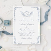 Klassieke Barok Victoriaans Blauw bruiloft Kaart