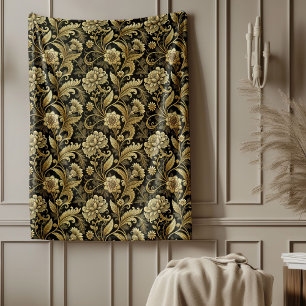 Klassieke Barokke Stijl Goud Damast Bed Gooi Fleece Deken