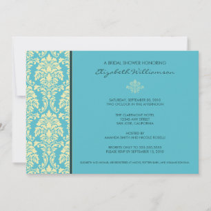Klassieke Baroque Bridal Shower Invitation (aqua) Kaart