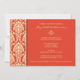 Klassieke Baroque Bridal Shower Invitation (koraal Kaart