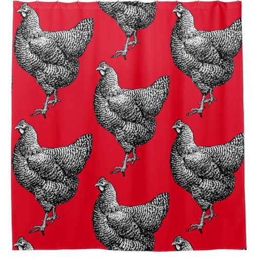 Klassieke Barred Plymouth Rock Kip Hen Douchegordijn (Voorkant)