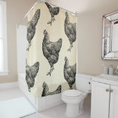 Klassieke Barred Plymouth Rock Kip Hen Douchegordijn (In situ)