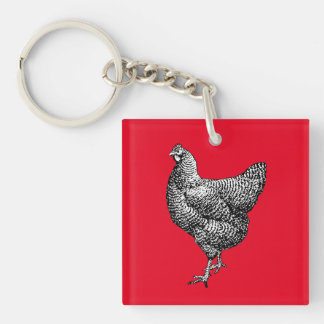 Klassieke Barred Plymouth Rock Kip Hen Sleutelhanger