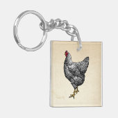 Klassieke Barred Plymouth Rock Kip Hen Sleutelhanger (Voorkant Links)