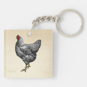 Klassieke Barred Plymouth Rock Kip Hen Sleutelhanger (Achterkant)