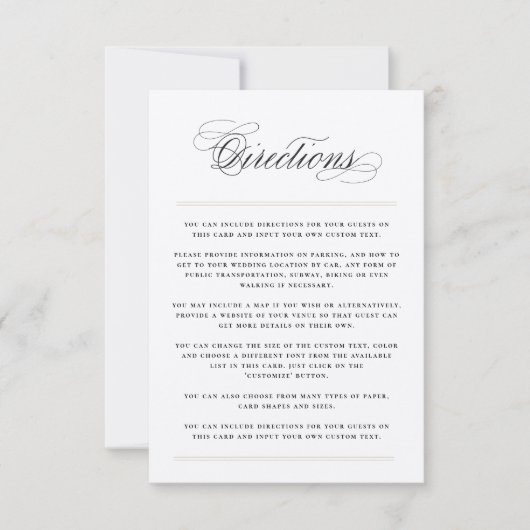 Klassieke Bars Directions Wedding Enclosure Kaart (Voorkant)