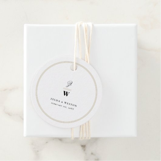 Klassieke bars Dubbel monogram Modern Foto bruilof Bedankjes Labels (In situ)