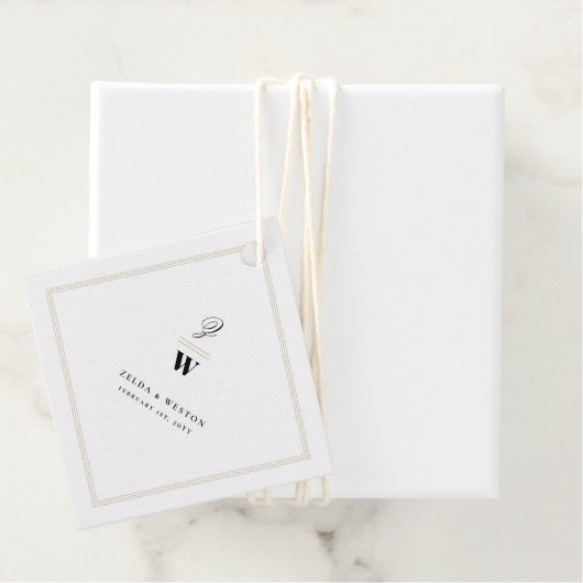 Klassieke bars Dubbel monogram Modern Foto bruilof Bedankjes Labels (In situ)