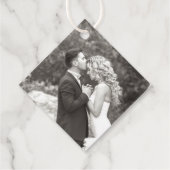 Klassieke bars Dubbel monogram Modern Foto bruilof Bedankjes Labels (Achterkant)