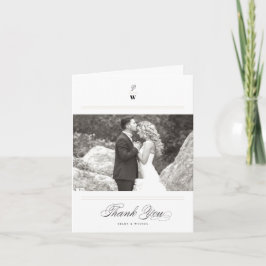 Klassieke bars Dubbel monogram Modern Foto bruilof Bedankkaart