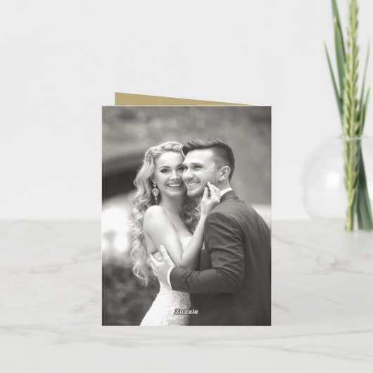 Klassieke bars Dubbel monogram Modern Foto bruilof Bedankkaart (Achterkant)