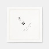 Klassieke Bars Dubbele Monogram Modern Huwelijkspa Servet (Voorkant)