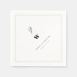 Klassieke Bars Dubbele Monogram Modern Huwelijkspa Servet