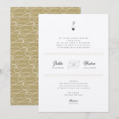 Klassieke bars lijnen Dubbelmonogram modern huweli Kaart (Voorkant / Achterkant)