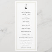 Klassieke bars lijnen Dubbelmonogram modern huweli Programmakaart (Voorkant)