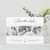 Klassieke Bars Monogram Modern 3 Multi Foto Bruilo Save The Date (Staand voorkant)