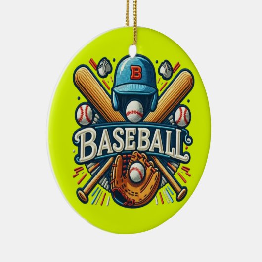 Klassieke Baseball Essentials / Stijlvolle Retro L Keramisch Ornament (Rechts)