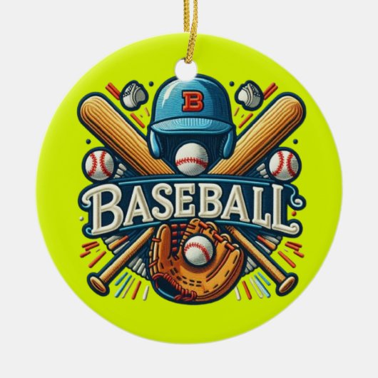Klassieke Baseball Essentials / Stijlvolle Retro L Keramisch Ornament (Voorkant)