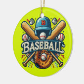Klassieke Baseball Essentials / Stijlvolle Retro L Keramisch Ornament (Links)