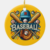 Klassieke Baseball Essentials / Stijlvolle Retro L Keramisch Ornament (Achterkant)