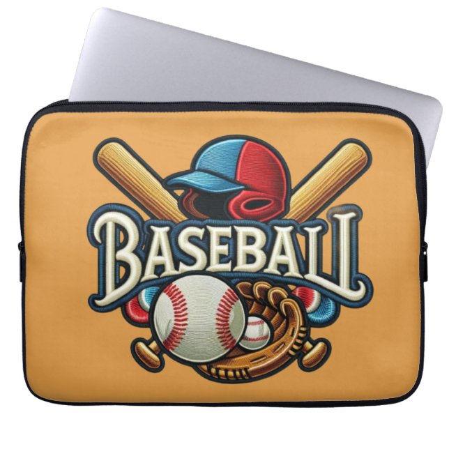 Klassieke Baseball Essentials / Stijlvolle Retro L Laptop Sleeve (Voorkant)