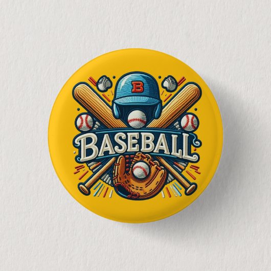 Klassieke Baseball Essentials / Stijlvolle Retro L Ronde Button 3,2 Cm (Voorkant)