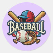 Klassieke Baseball Essentials / Stijlvolle Retro L Ronde Sticker (Voorkant)
