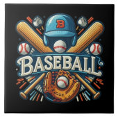 Klassieke Baseball Essentials / Stijlvolle Retro L Tegeltje (Voorkant)