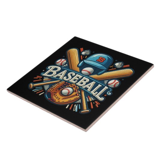 Klassieke Baseball Essentials / Stijlvolle Retro L Tegeltje (Zijkant)