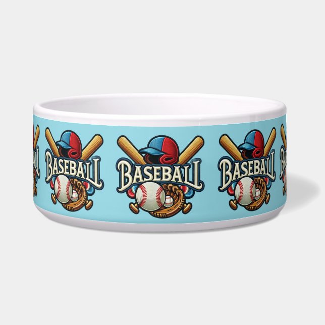Klassieke Baseball Essentials / Stijlvolle Retro L Voerbakje (Voorkant)