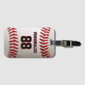 Klassieke Baseball Steek Custom Naam en Nummer Bagagelabel (Voorkant (horizontaal))